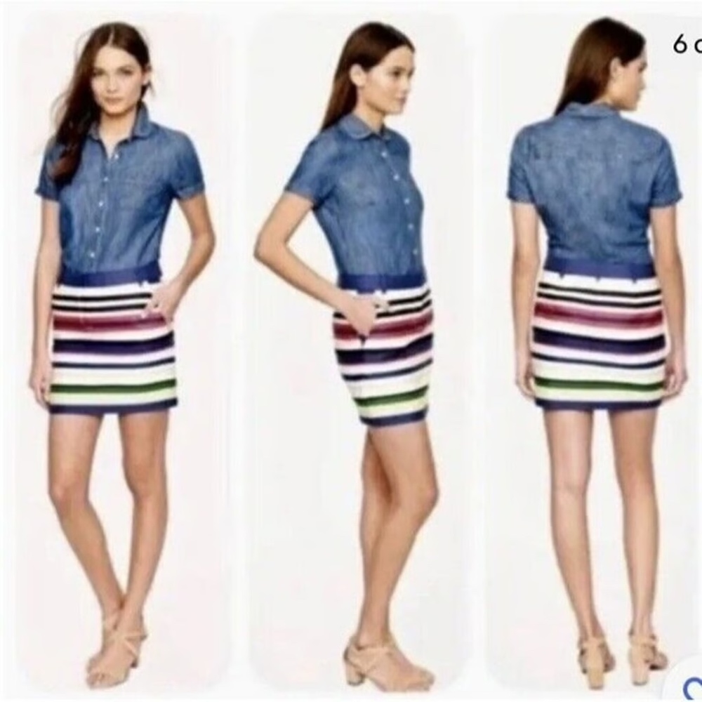 J. Crew Multi-Color Stripe Mini Skirt - image 1